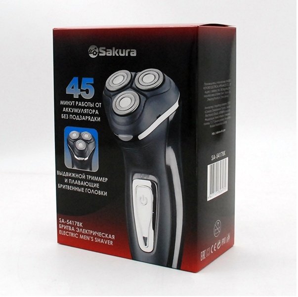 Электробритва Sakura SA-5414BK роторная от сети / аккумулятора - ForteMarket Электробритва Sakura SA-5414BK роторная от сети / аккумулятора купить,0