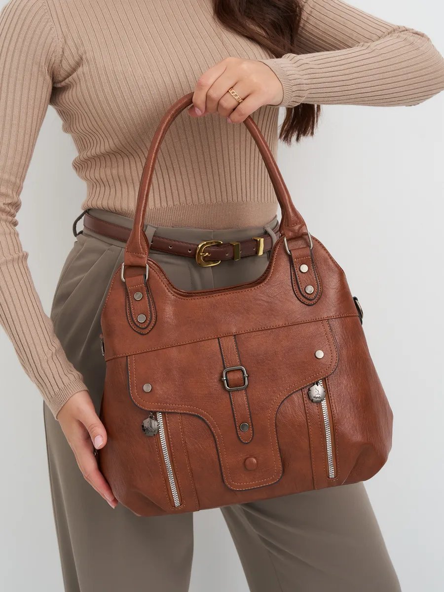 Сумка шоппер ICONIC BAGS искусственная кожа коричневый купить,NaN