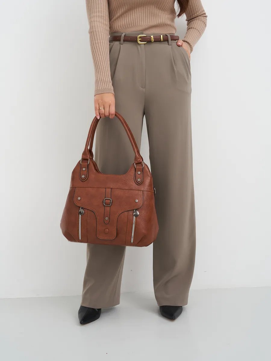 Сумка шоппер ICONIC BAGS искусственная кожа коричневый купить,NaN