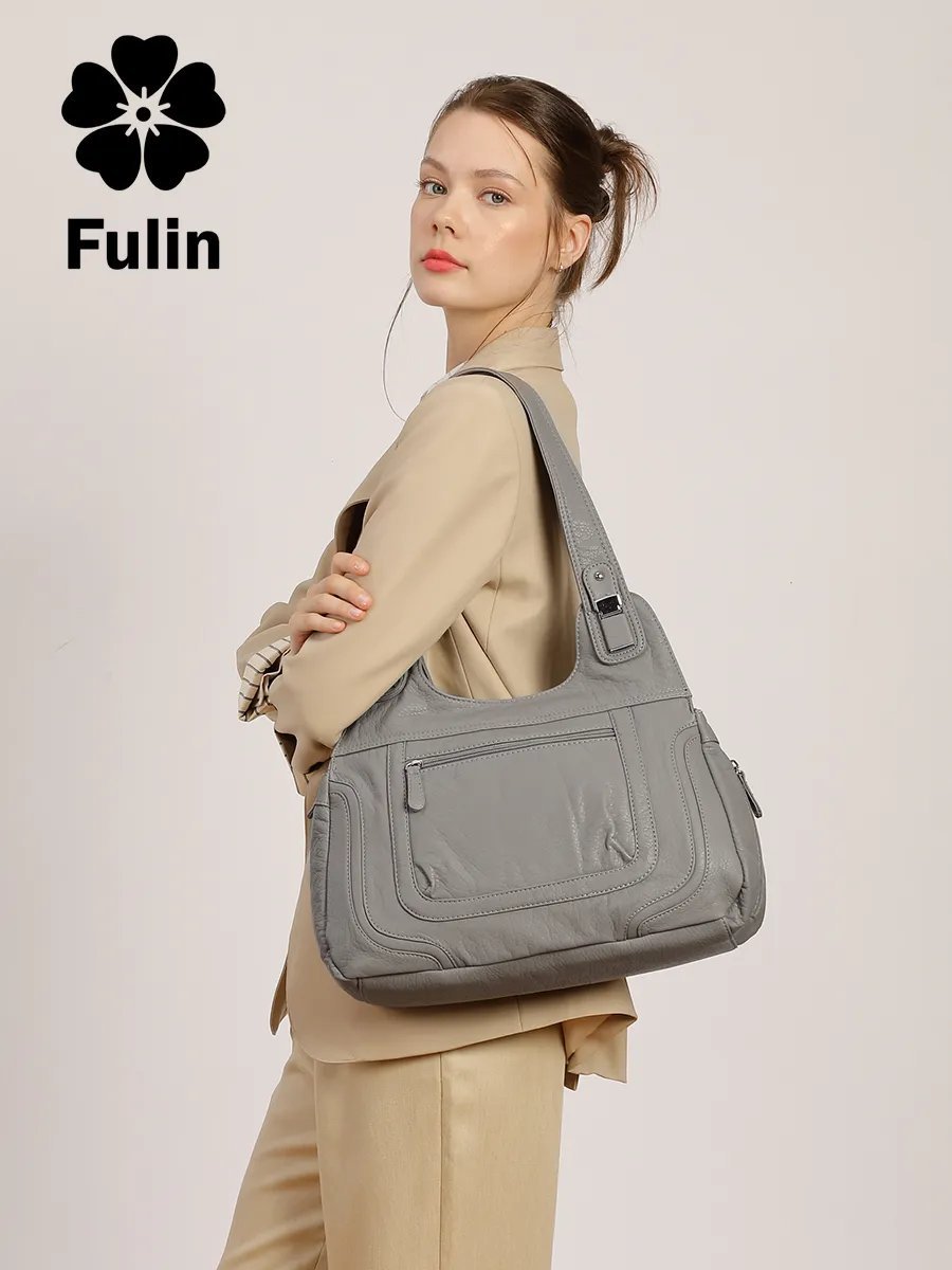Сумка шоппер FULIN искусственная кожа серый купить,NaN
