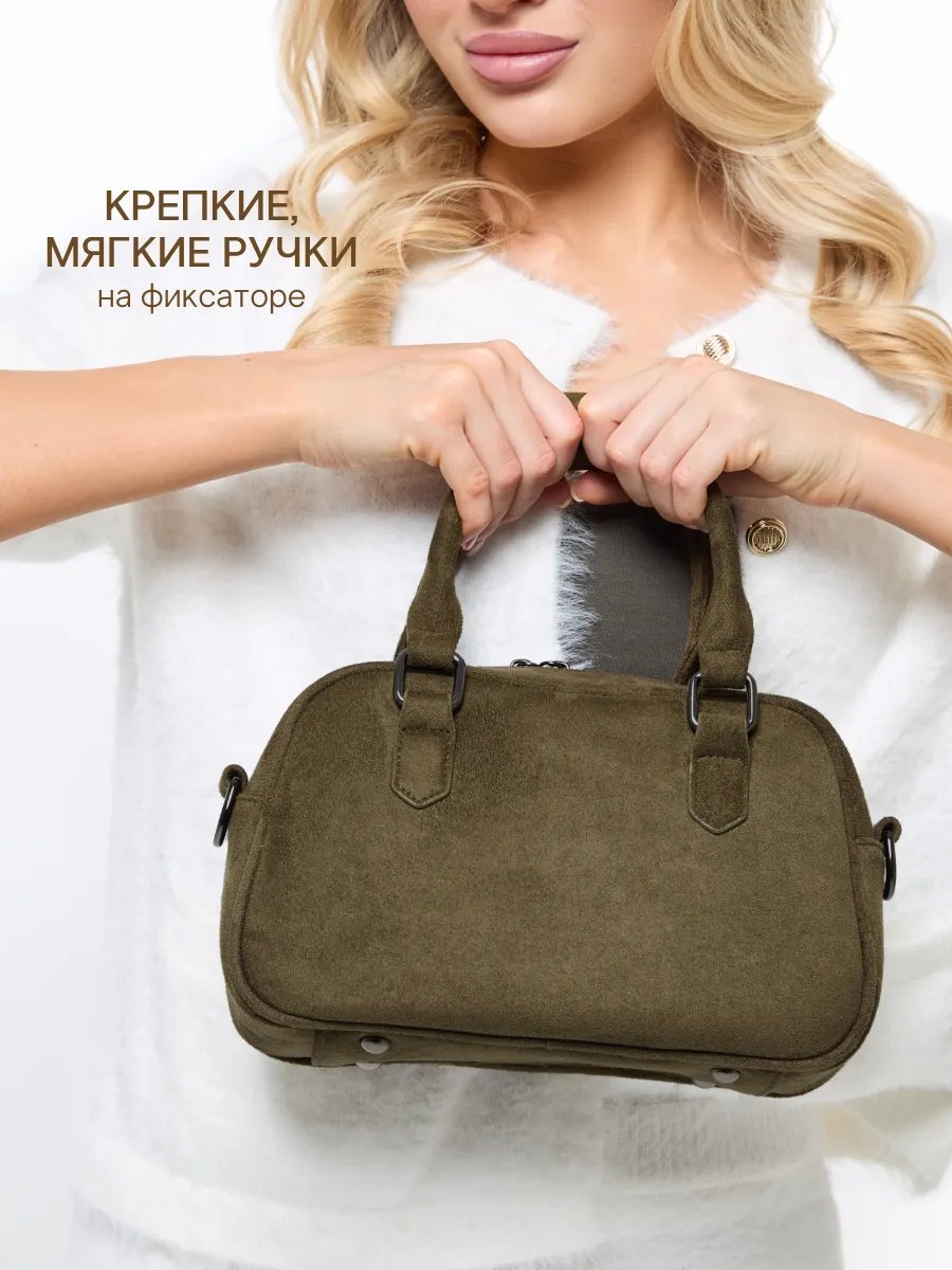 Сумка багет D’ORCE искусственная замша зеленый купить,NaN