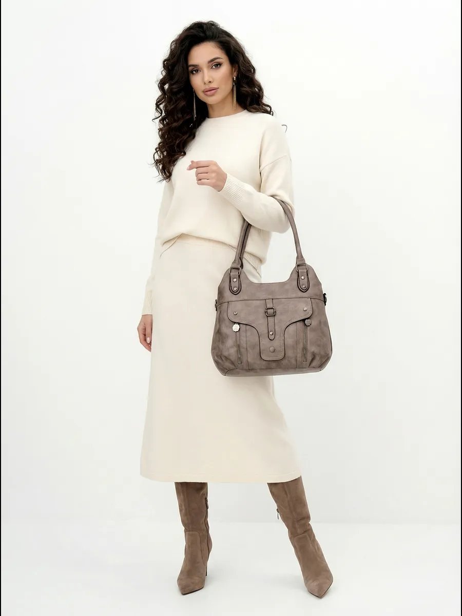 Сумка шоппер ICONIC BAGS искусственная кожа бежевый купить,NaN