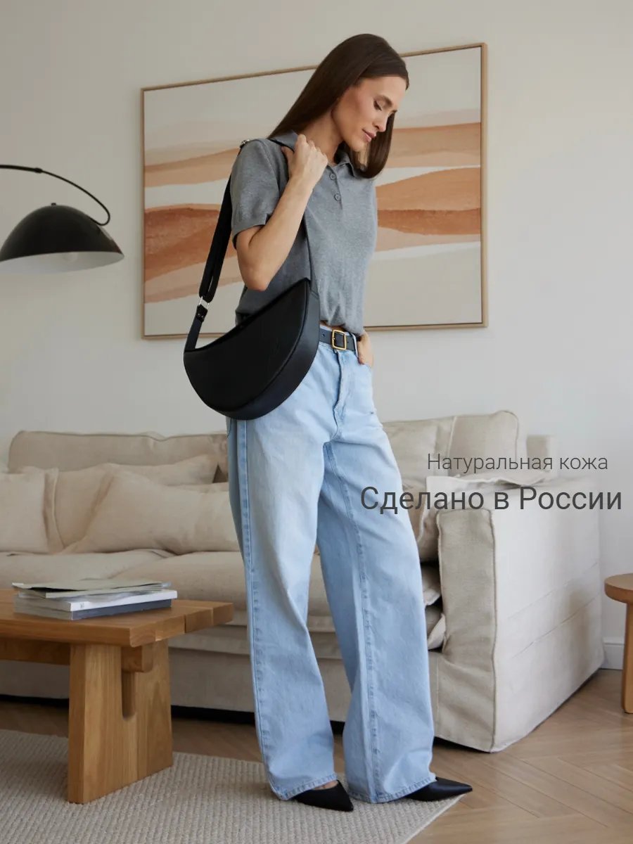 Сумка багет Jars натуральная кожа черный купить,NaN