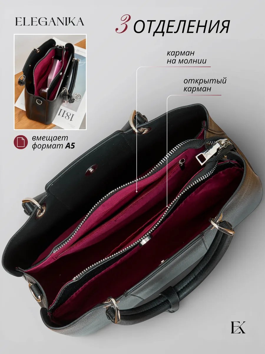 Сумка кросс-боди ELEGANIKA экокожа черный купить,NaN