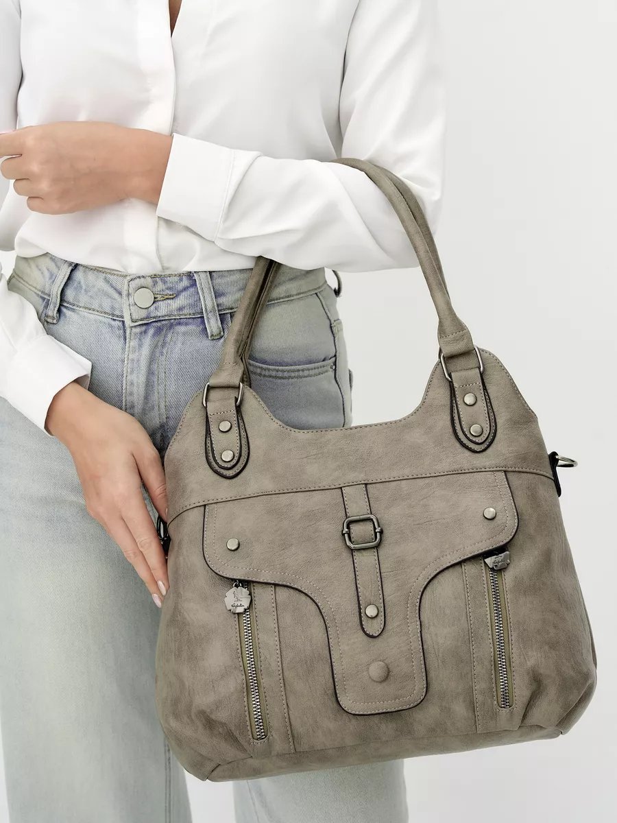 Сумка шоппер ICONIC BAGS искусственная кожа зеленый купить,NaN