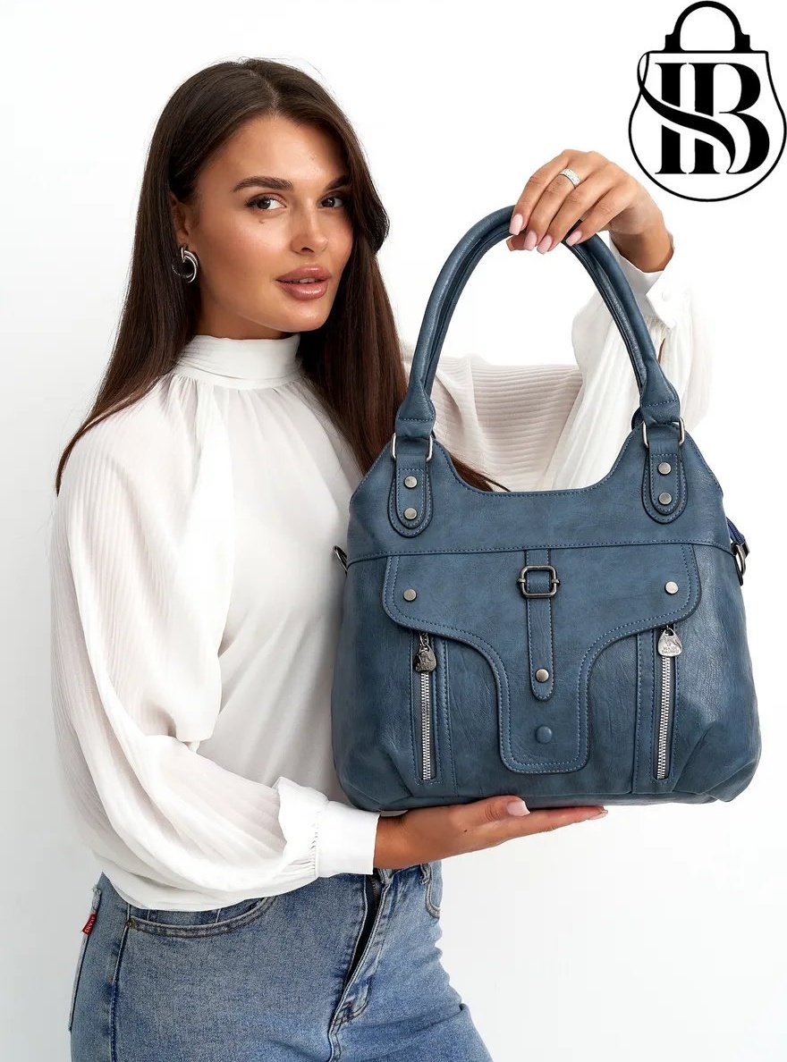 Сумка шоппер ICONIC BAGS искусственная кожа синий купить,NaN