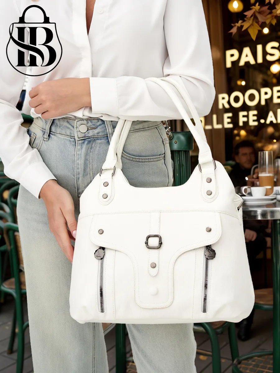 Сумка шоппер ICONIC BAGS искусственная кожа белый купить,NaN