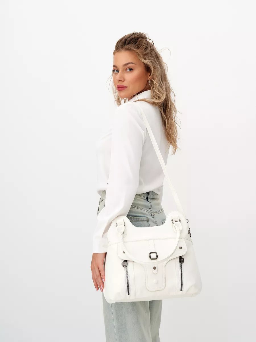 Сумка шоппер ICONIC BAGS искусственная кожа белый купить,NaN