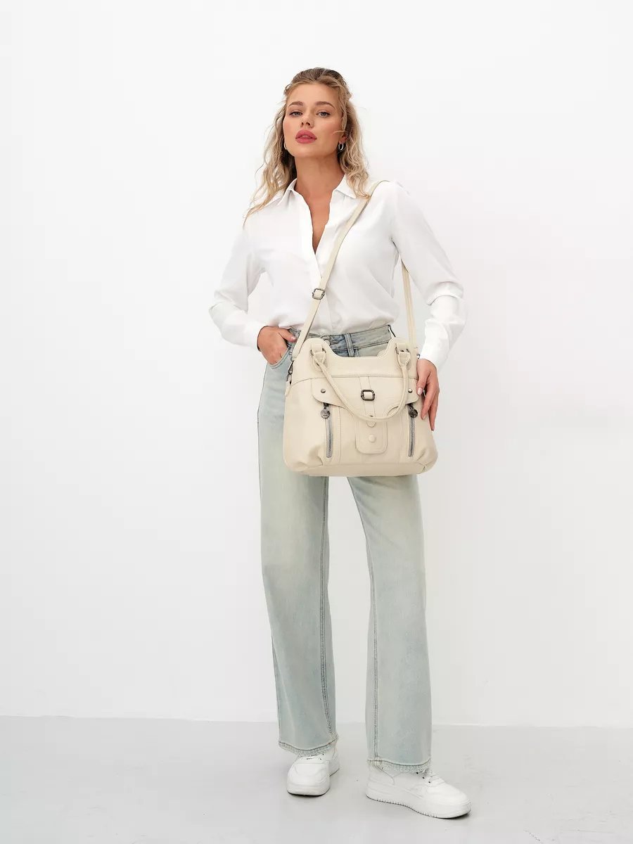 Сумка шоппер ICONIC BAGS искусственная кожа бежевый купить,NaN