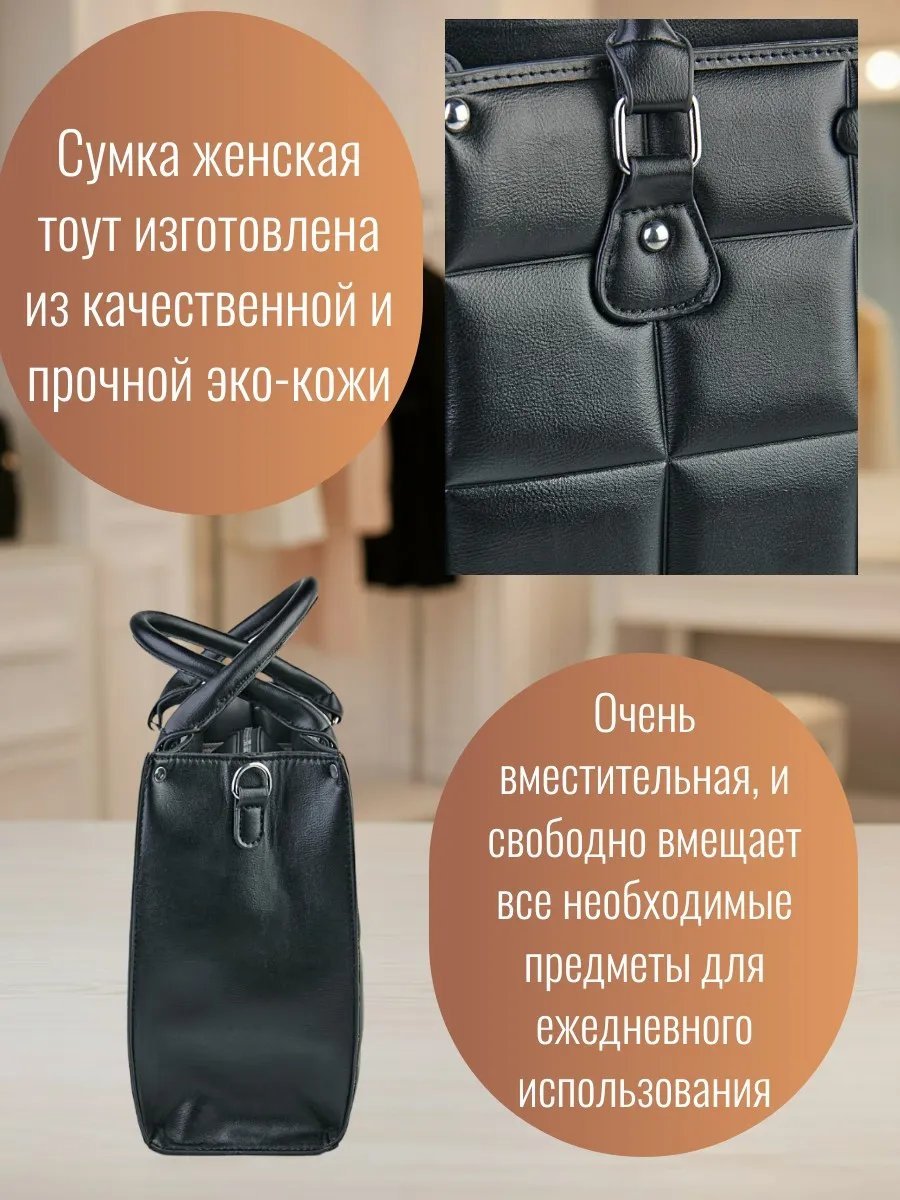 Сумка тоут экокожа черный купить,NaN
