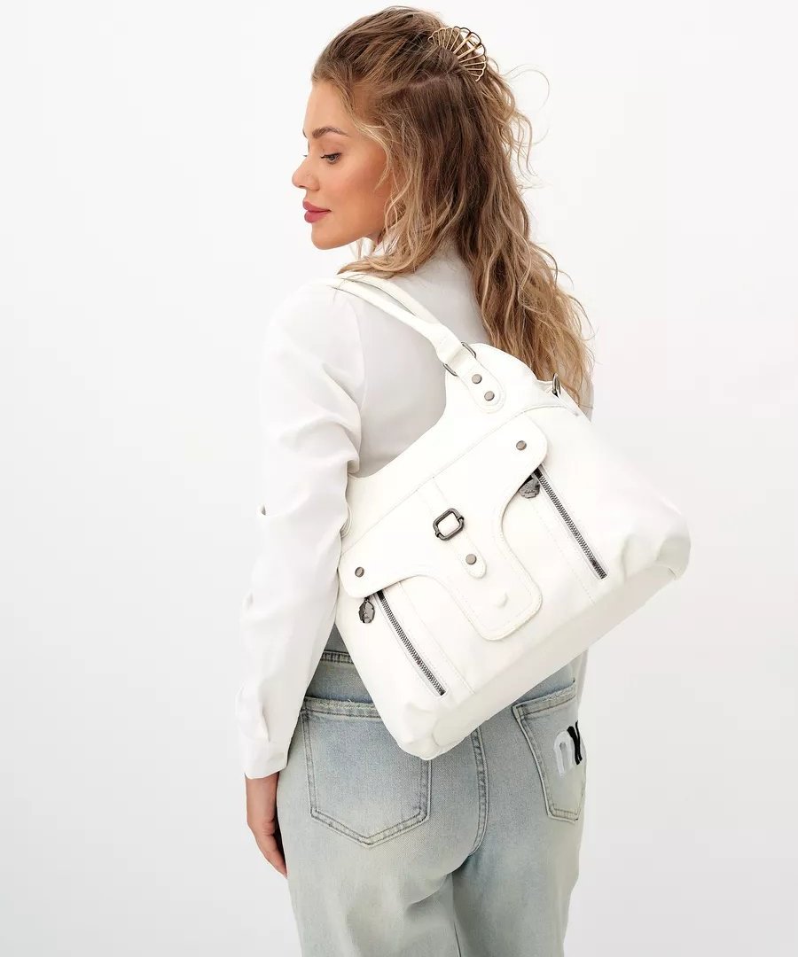 Сумка шоппер ICONIC BAGS искусственная кожа белый купить,NaN
