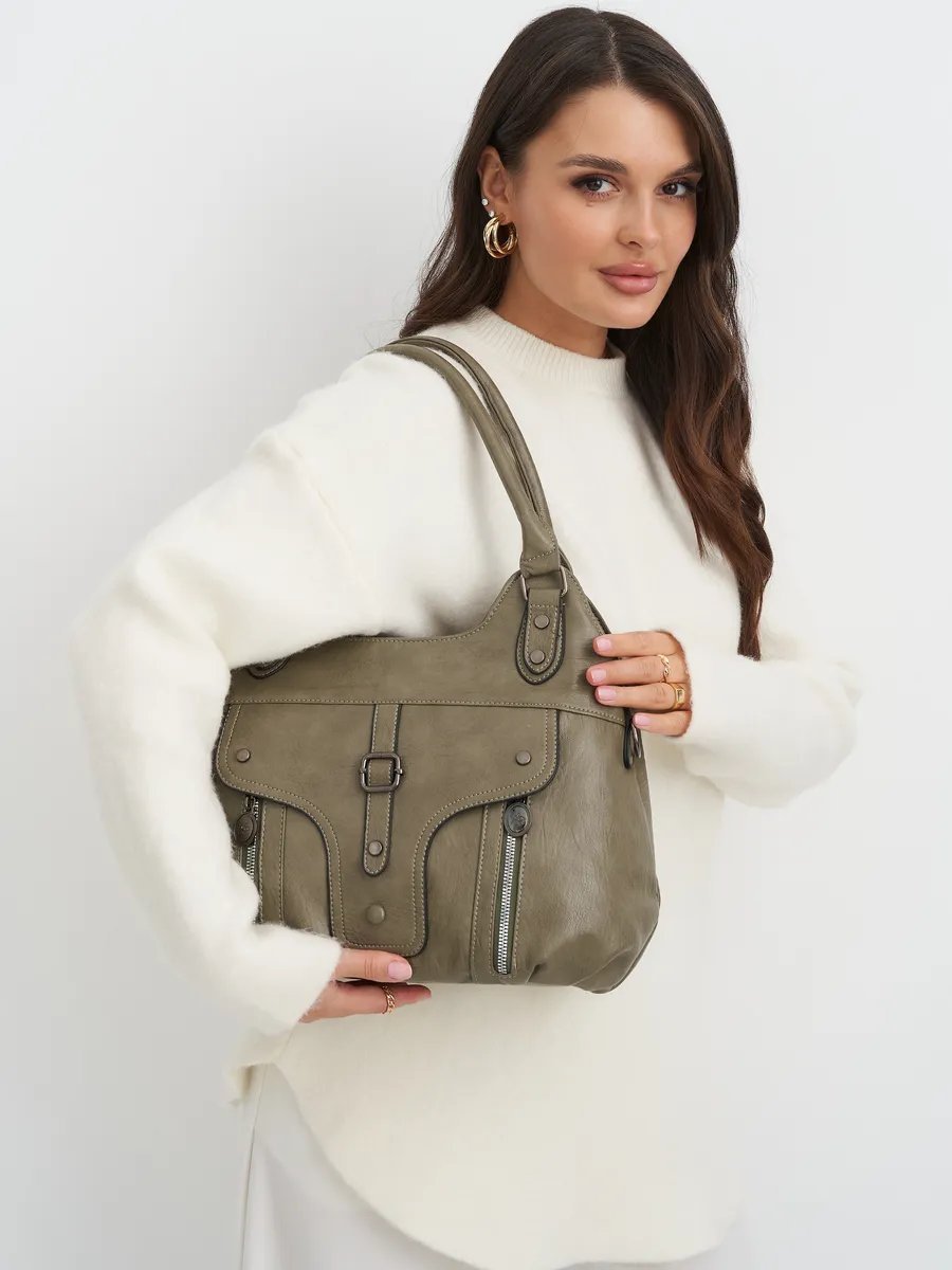 Сумка шоппер ICONIC BAGS искусственная кожа зеленый купить,NaN