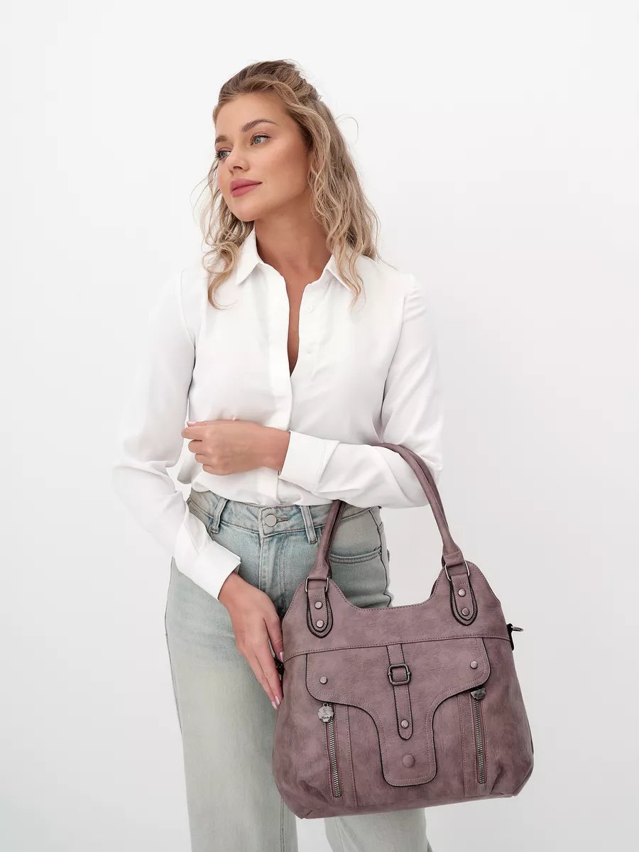 Сумка шоппер ICONIC BAGS искусственная кожа розовый купить,NaN