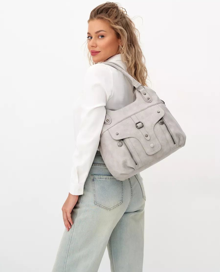 Сумка шоппер ICONIC BAGS искусственная кожа серый купить,NaN