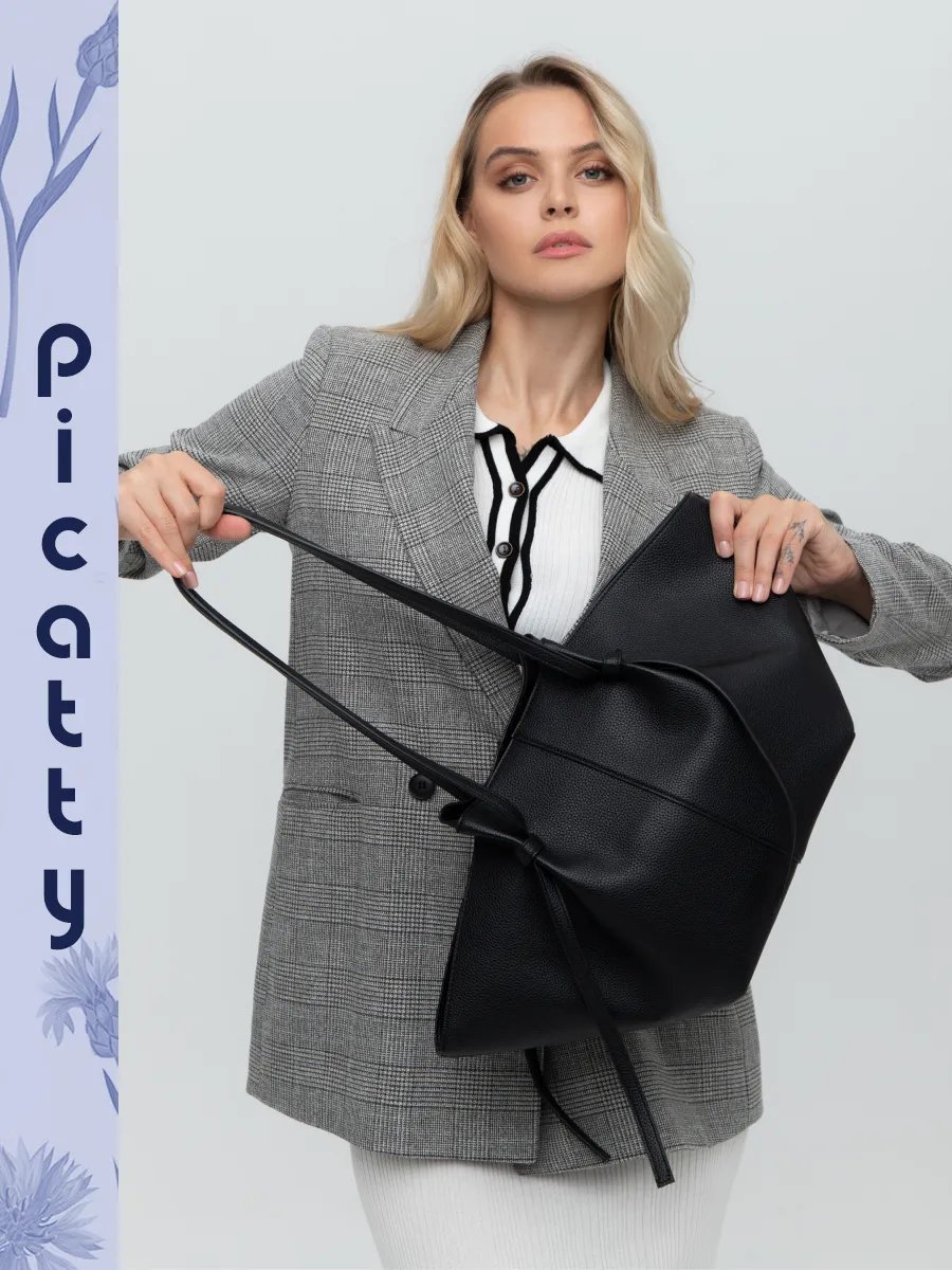 Сумка шоппер Picatty искусственная кожа черный купить,NaN