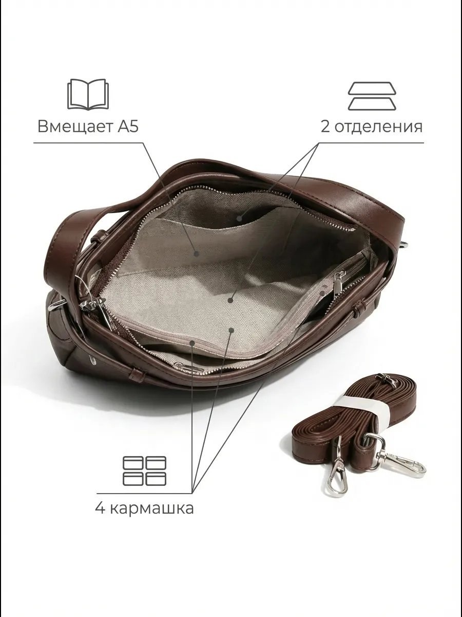 Мини-сумка Kella экокожа коричневый купить,NaN