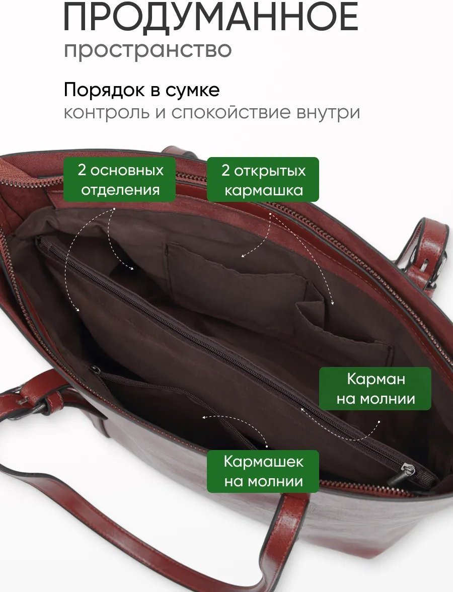 Сумка шоппер ALISEN экокожа коричневый купить,NaN