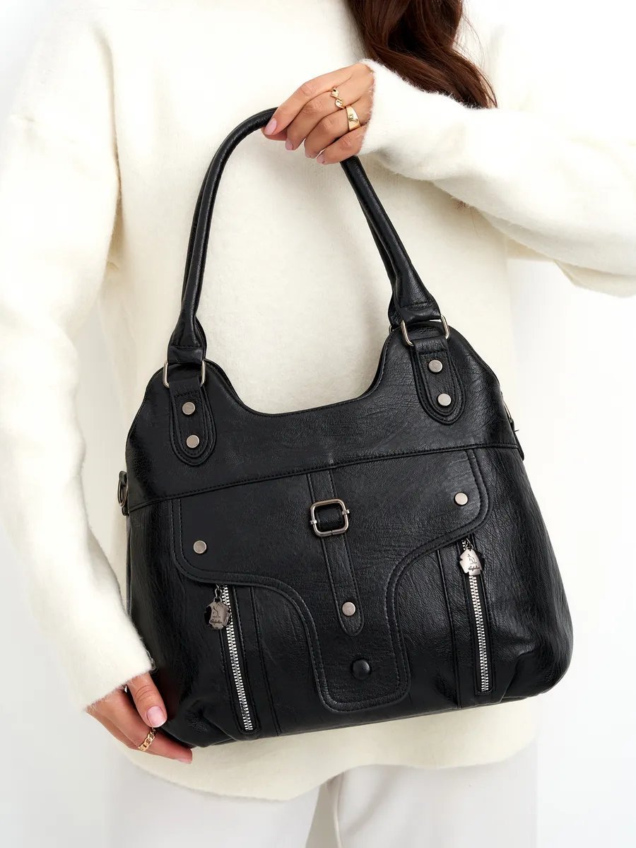 Сумка шоппер ICONIC BAGS искусственная кожа черный купить,NaN