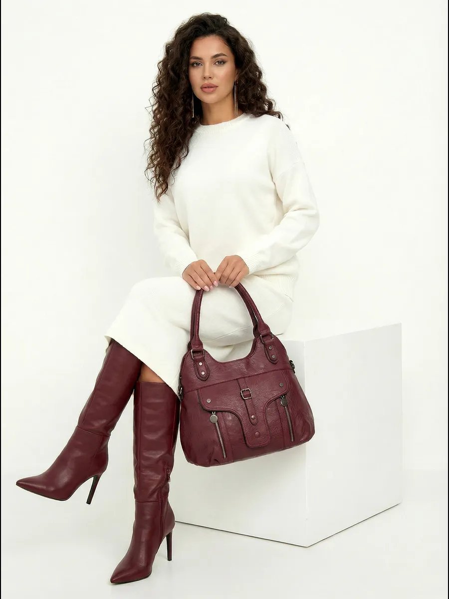 Сумка шоппер ICONIC BAGS искусственная кожа фиолетовый купить,NaN