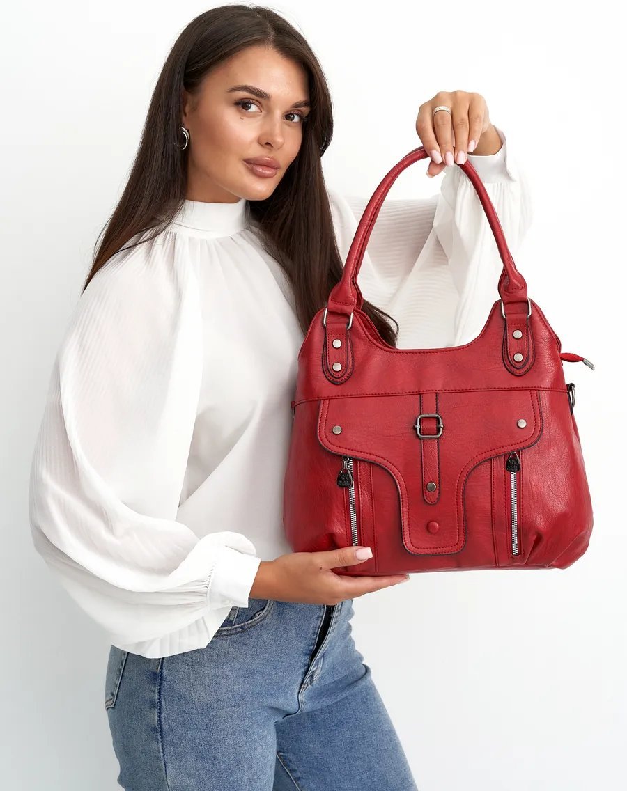 Сумка шоппер ICONIC BAGS искусственная кожа красный купить,NaN