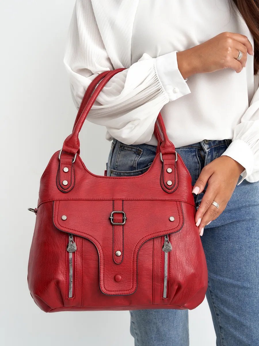 Сумка шоппер ICONIC BAGS искусственная кожа красный купить,NaN