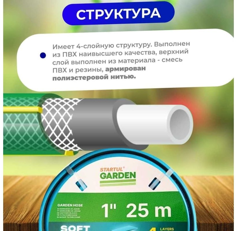 Шланг для полива Startul 25 м, 25 мм - ForteMarket Шланг для полива Startul 25 м, 25 мм купить,0