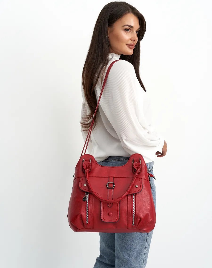 Сумка шоппер ICONIC BAGS искусственная кожа красный купить,NaN
