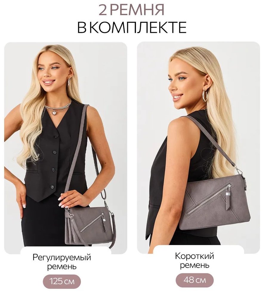 Сумка кросс-боди MILLIRISWAY экокожа серый купить,NaN