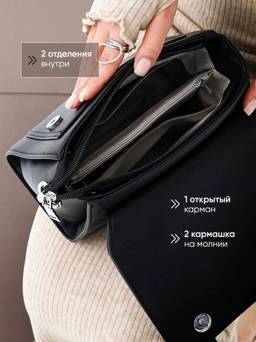 Сумка багет BORSIKA экокожа черный купить,NaN