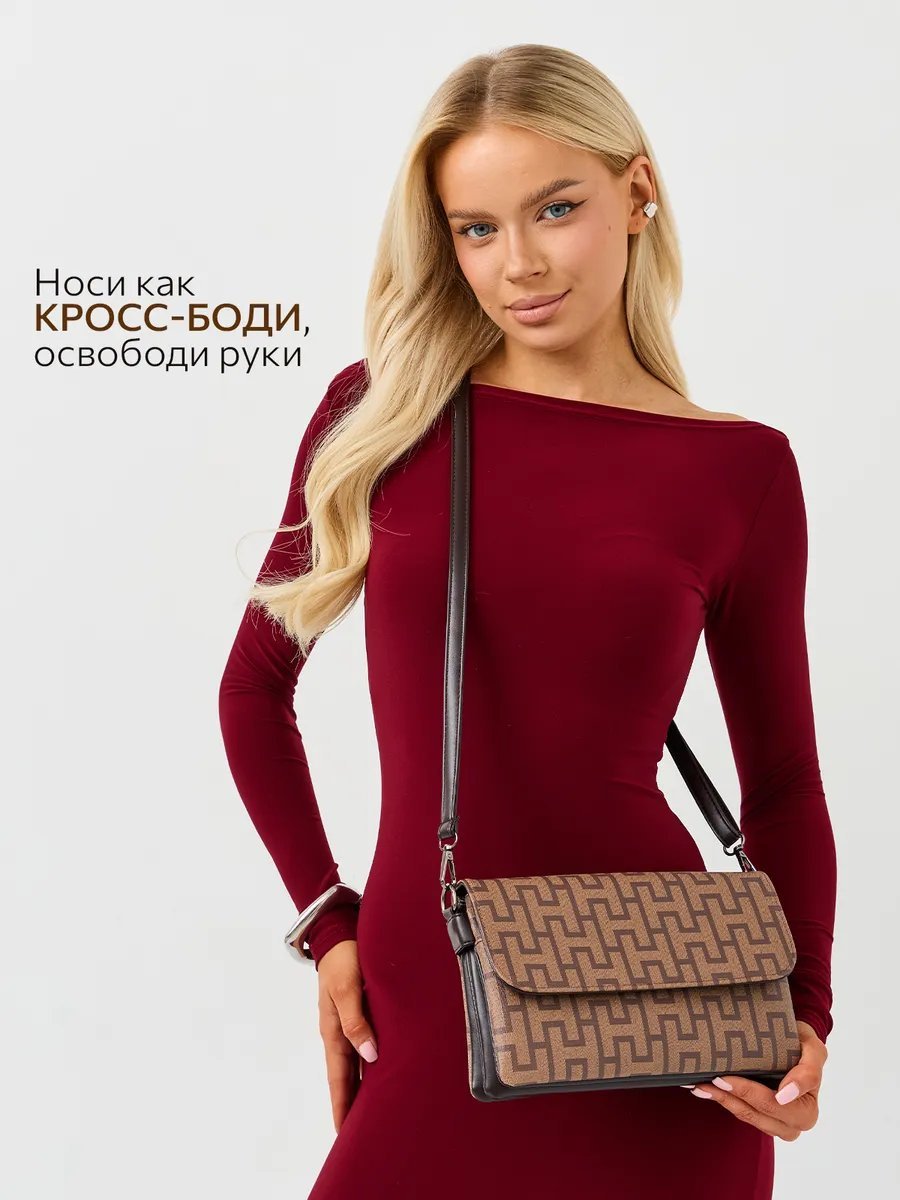 Сумка кросс-боди MILLIRISWAY экокожа коричневый купить,NaN