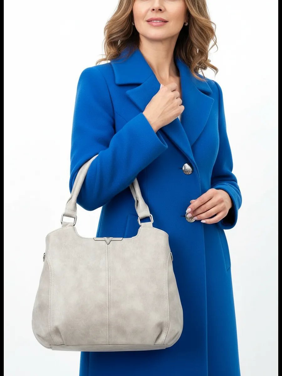 Сумка шоппер ICONIC BAGS искусственная кожа серый купить,NaN