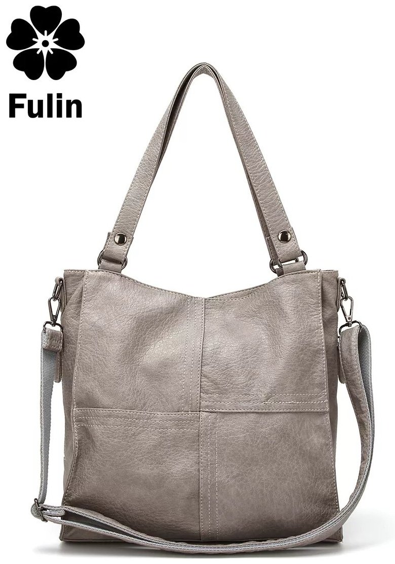Сумка багет FULIN экокожа серый купить,NaN