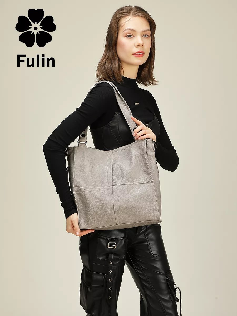 Сумка багет FULIN экокожа серый купить,NaN