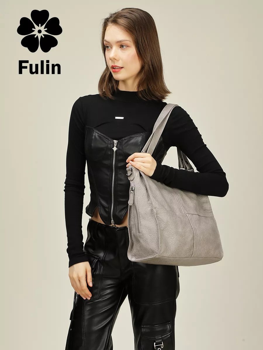 Сумка багет FULIN экокожа серый купить,NaN
