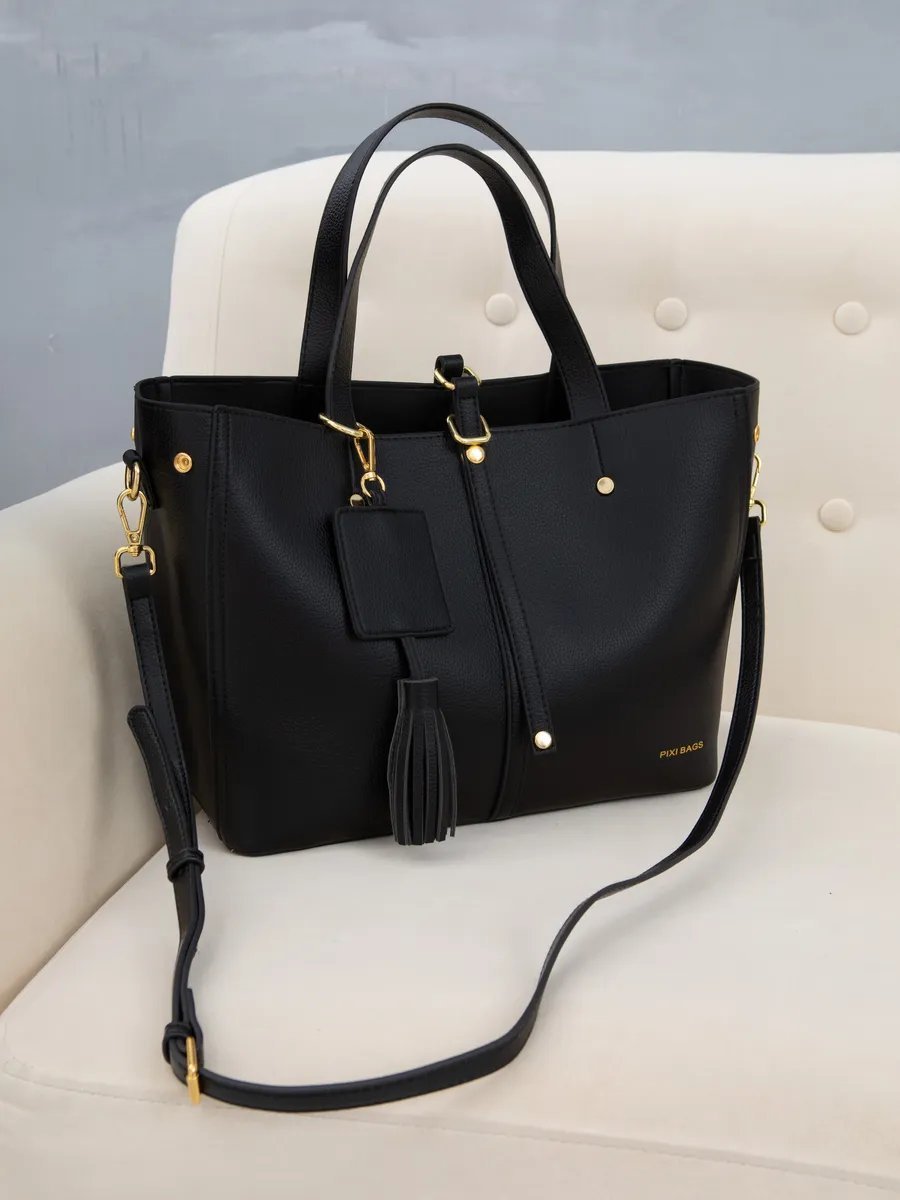 Сумка шоппер PIXI BAGS экокожа черный купить,NaN