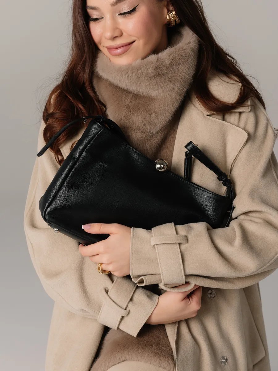 Сумка хобо TUA accessories натуральная кожа черный купить,NaN