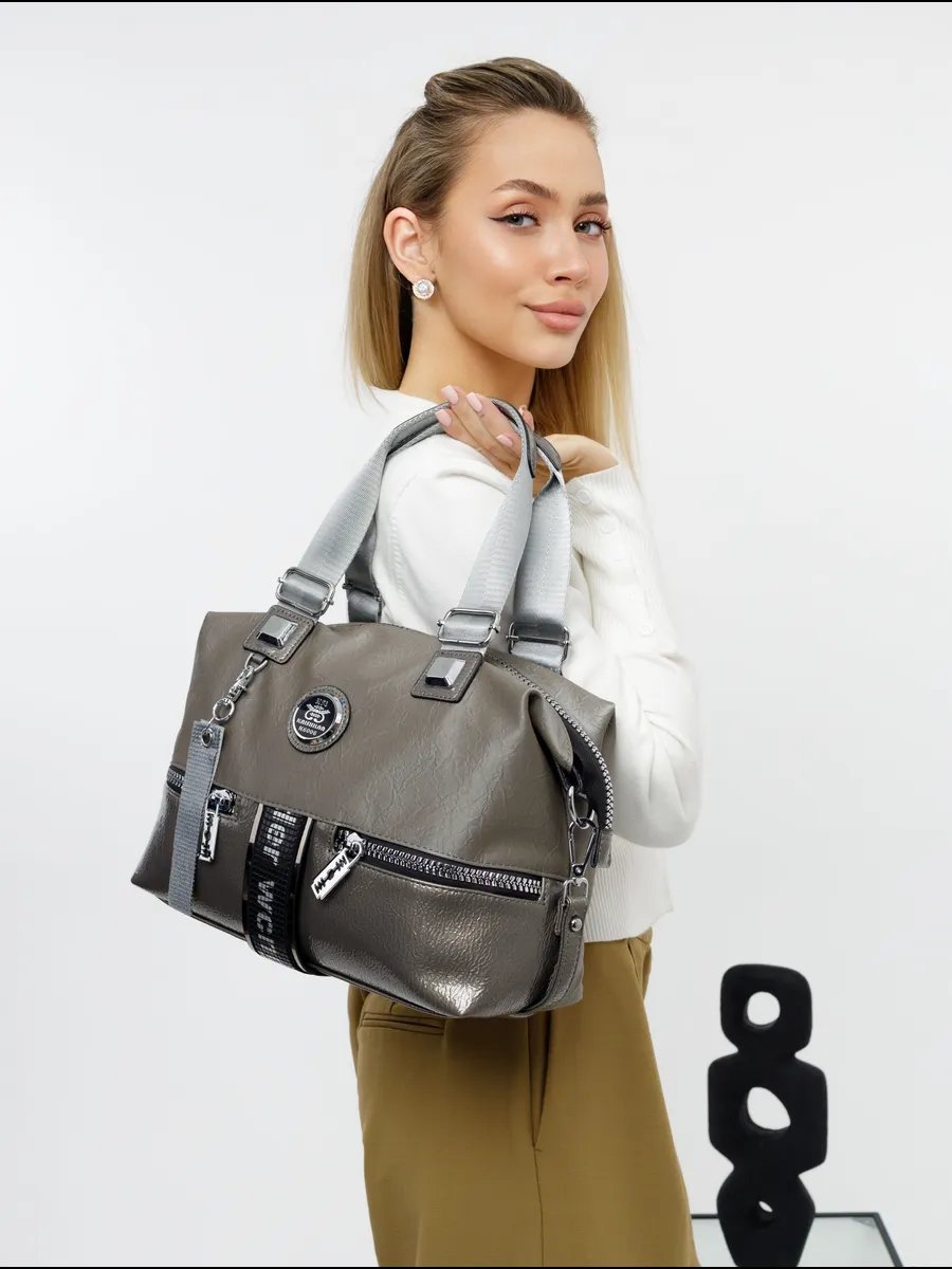 Сумка кросс-боди A&U BAGS искусственная кожа серый купить,NaN