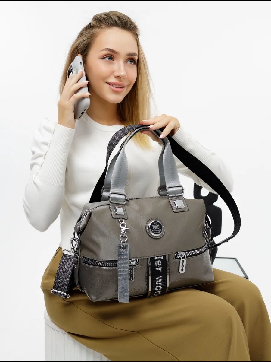 Сумка кросс-боди A&U BAGS искусственная кожа серый купить,NaN