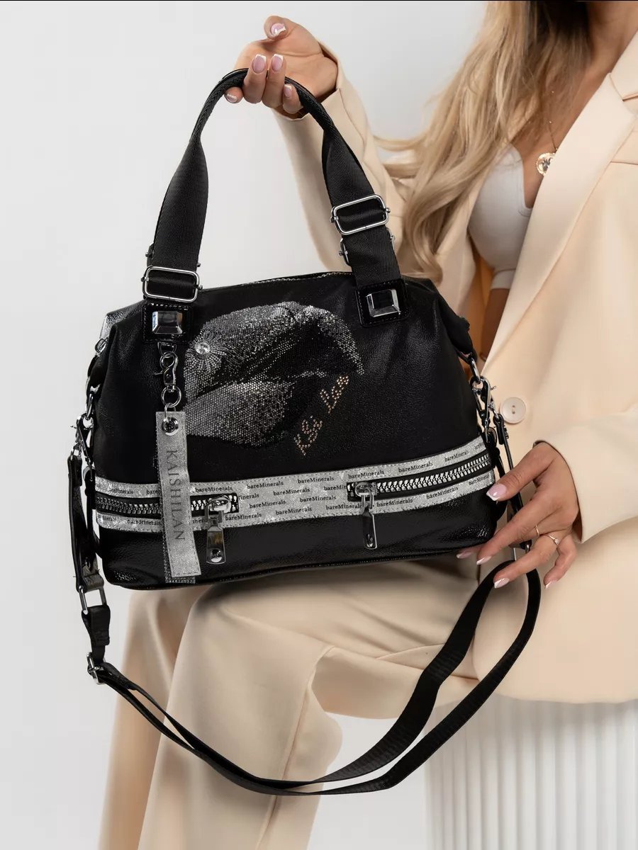 Сумка шоппер A&U BAGS искусственная кожа черный купить,NaN