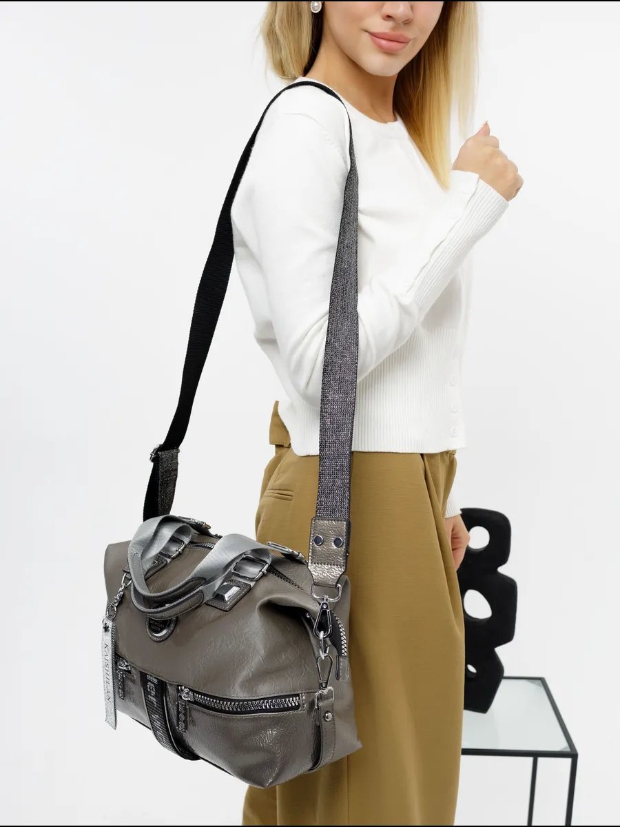 Сумка кросс-боди A&U BAGS искусственная кожа серый купить,NaN