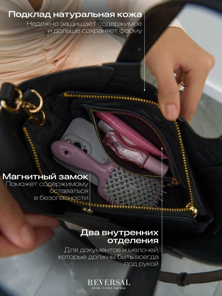 Сумка кросс-боди REVERSAL натуральная кожа черный купить,NaN