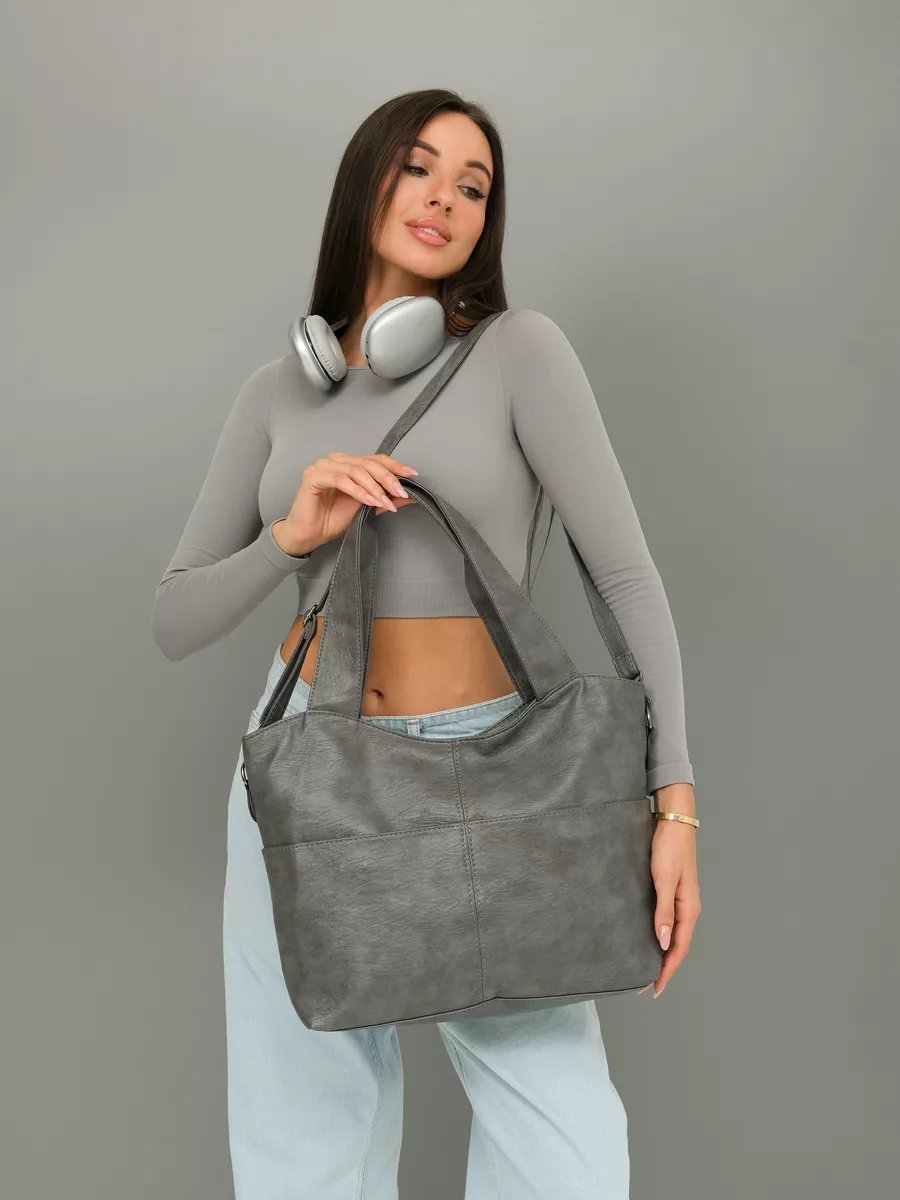 Сумка шоппер ForMe Style экокожа серый