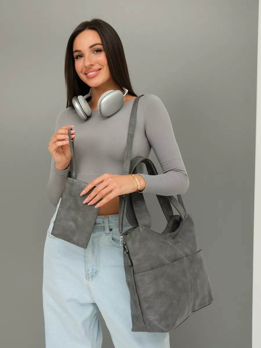 Сумка шоппер ForMe Style экокожа серый