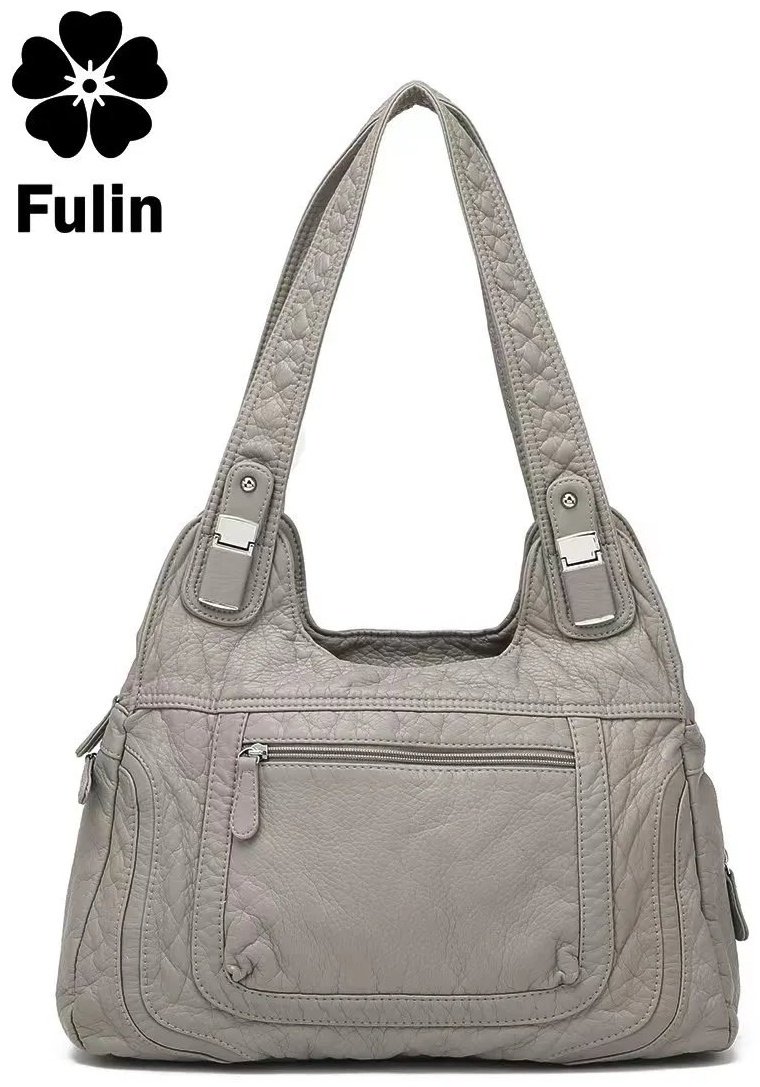 Сумка шоппер FULIN искусственная кожа серый купить,NaN