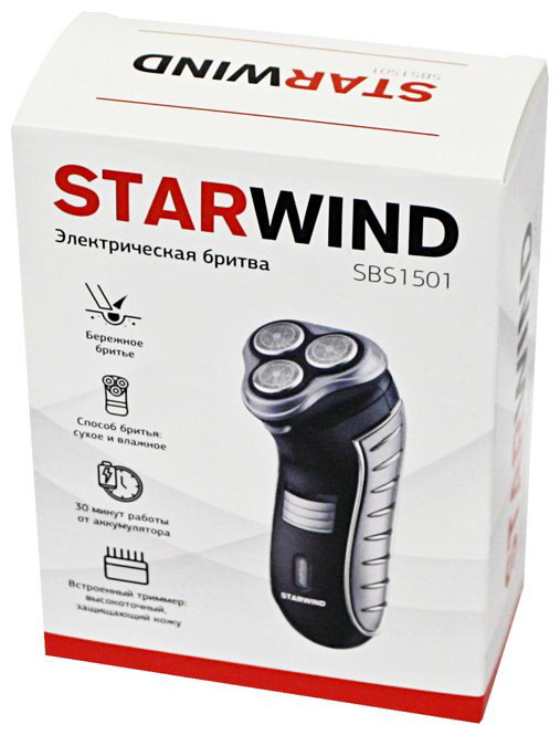 Электробритва Starwind SBS1501 роторная от аккумулятора купить,NaN