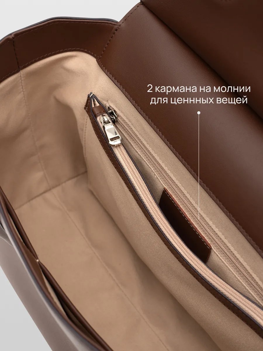 Сумка тоут натуральная кожа коричневый