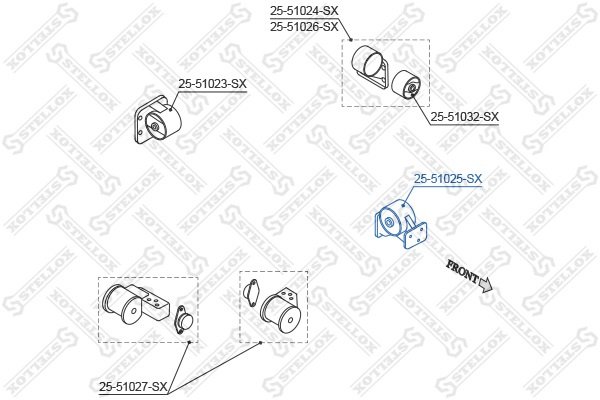 Stellox подушка двигателя 2551025SX купить,7368
