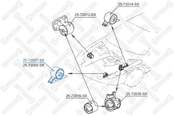 Stellox подушка двигателя 2572007SX купить,5916