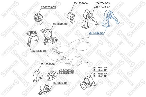Stellox подушка двигателя 2517552SX купить,8801