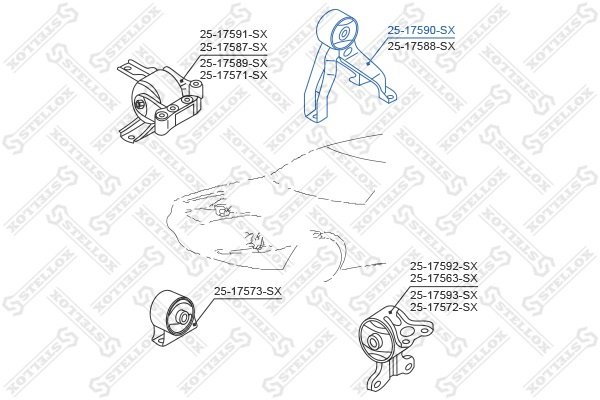 Stellox подушка двигателя 2517590SX